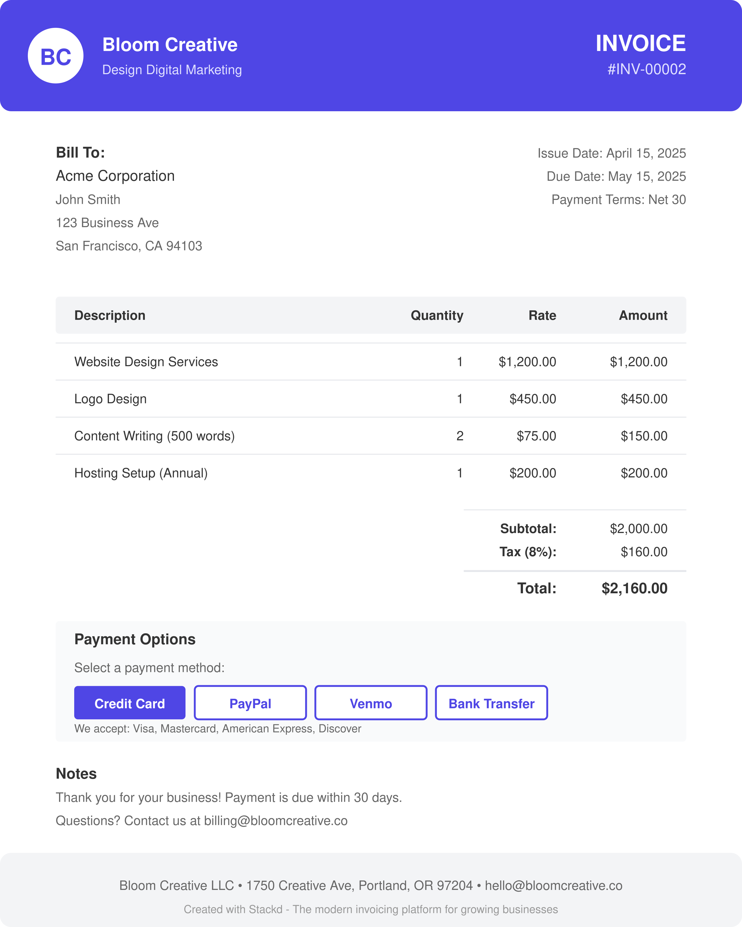 Stackd | Free Invoicing for Modern Businesses